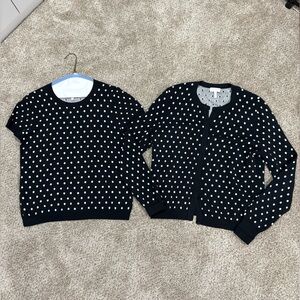 Escada Black and Gray Polka Dot Knitwear Set